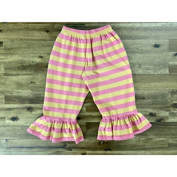 Matilda Jane Good Hart Sunrise Big Ruffles Knit Pants Orange Pink Stripe 4 - Picture 5 of 6